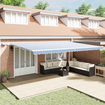 Cortina Retractabilă with Manual Albastru și alb 6 x 3 m GartenMobel Dekor