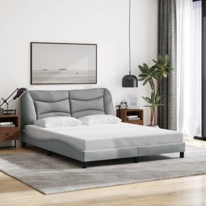 Cadru de pat fără saltea, gri deschis, 160x200 cm, textil GartenMobel Dekor