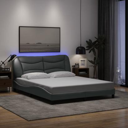 Cadru de pat cu LED fără saltea Gri deschis 160x200 cm Material GartenMobel Dekor