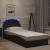 Cadru de pat cu lumini LED, negru, 90x200 cm, piele ecologică GartenMobel Dekor
