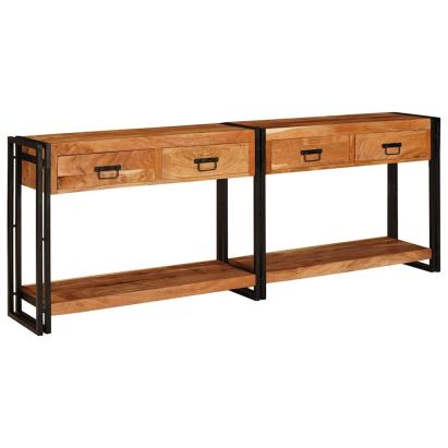Mese consolă 2 pcs Maro 200 x 33 x 75 cm Lemn masiv de acacia GartenMobel Dekor