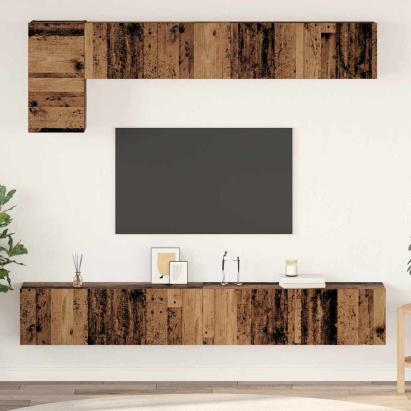 Set comodă TV 5 pcs Lemn vechi Mediu 100 cm x 30 cm x 30 cm GartenMobel Dekor