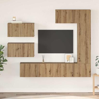 Set comodă TV cu raft Altele 6 pcs stejar artizanal 30.5 x 30 x 90 cm GartenMobel Dekor
