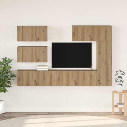 Set comodă TV cu raft Altele 6 pcs stejar artizanal 30.5 x 30 x 90 cm GartenMobel Dekor