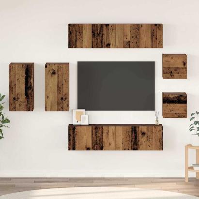 Set comodă TV 8 pcs Lemn vechi 30.5 x 30 x 60 cm Lemn compozit GartenMobel Dekor