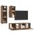 Set comodă TV cu raft Pe perete cu depozitare cu ușă 4 pcs Lemn vechi 30.5 x 30 x 90 cm GartenMobel Dekor