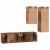 Set comodă TV cu raft Pe perete cu depozitare cu ușă 4 pcs Lemn vechi 30.5 x 30 x 90 cm GartenMobel Dekor