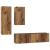 Set comodă TV cu raft Pe perete cu depozitare cu ușă 4 pcs Lemn vechi 30.5 x 30 x 90 cm GartenMobel Dekor