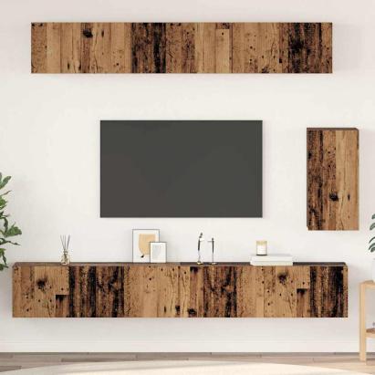 Set comodă TV 6 pcs Lemn vechi Standard Mediu Lemn compozit GartenMobel Dekor