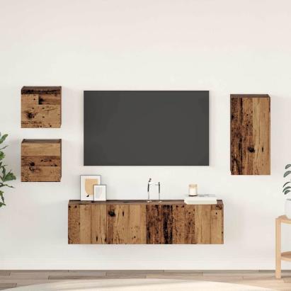 Set comodă TV 5 pcs Lemn vechi 30.5 x 30 x 60 cm Lemn compozit GartenMobel Dekor