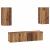 Set comodă TV cu raft Pe perete cu depozitare cu ușă 4 pcs Lemn vechi 60 x 30 x 30 cm GartenMobel Dekor
