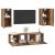 Set comodă TV cu raft Pe perete cu depozitare cu ușă 4 pcs Lemn vechi 60 x 30 x 30 cm GartenMobel Dekor
