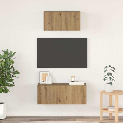 Set dulap TV cu raft Pe perete Altele 2 pcs stejar artizanal 80 x 30 x 30 cm GartenMobel Dekor