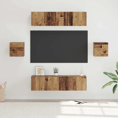 Set comodă TV 6 pcs Lemn vechi Mediu 30.5 x 30 x 30 cm GartenMobel Dekor