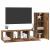 Set comodă TV cu raft Pe perete cu depozitare cu ușă 3 pcs Lemn vechi 150.5 x 30 x 90 cm GartenMobel Dekor