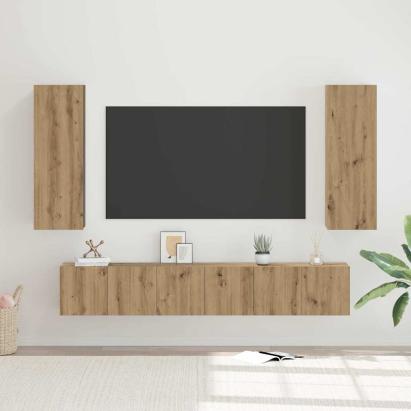 Set comodă TV cu raft 4 pcs stejar artizanal 30.5 x 30 x 90 cm GartenMobel Dekor