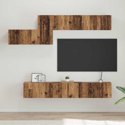 Set comodă TV 7 pcs Lemn vechi 60 x 30 x 30 cm Lemn compozit GartenMobel Dekor
