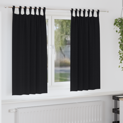 Perdele opace cu perdele 2 pcs Negru 175 x 140 cm Poliester GartenMobel Dekor