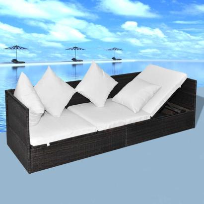 Șezlong cu pernă Ajustabil Maro 200 x 60 x 58 cm Rattan poli GartenMobel Dekor