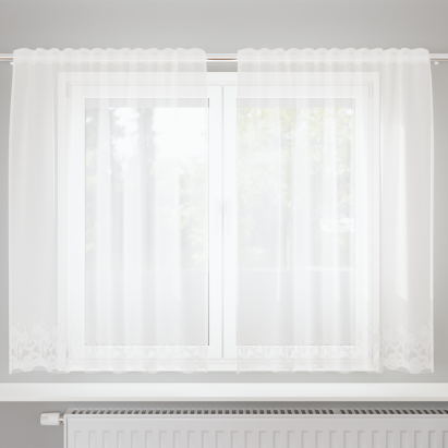 Cortină din Dantelă cu perdele Alb 150 x 180 cm Poliester GartenMobel Dekor