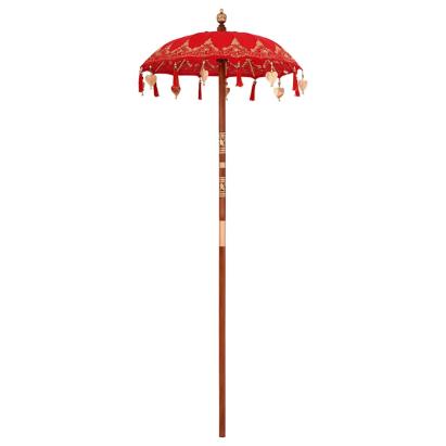 Parasol Balinez Altele Roșu x 260 cm Bumbac și lemn masiv GartenMobel Dekor