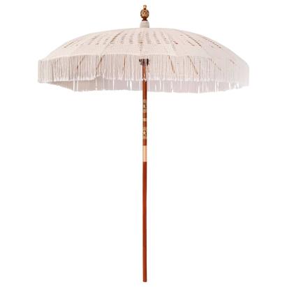 Umbrelă de soare Altele Crem x 250 cm Bumbac și lemn masiv GartenMobel Dekor