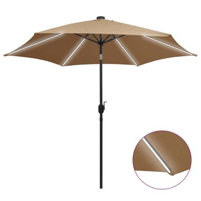 Umbrelă de soare cu LED-uri, stâlp din aluminiu, taupe, 300 cm GartenMobel Dekor