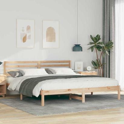 Cadru de pat cu headboard Maro 200 x 200 cm Lemn de brad solid GartenMobel Dekor