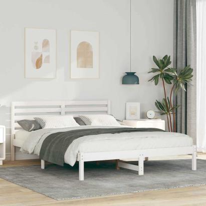 Cadru de pat cu headboard Alb 140 x 200 cm Lemn de brad solid GartenMobel Dekor