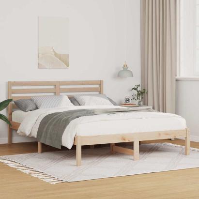 Cadru de pat cu headboard Maro 140 x 190 cm Lemn de brad solid GartenMobel Dekor