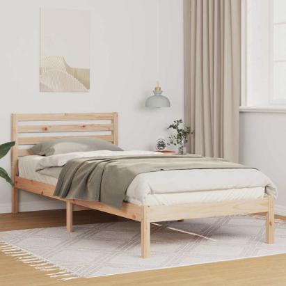 Cadru de pat cu headboard Maro 100 x 210 cm Lemn de brad solid GartenMobel Dekor