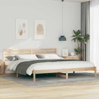 Cadru de pat cu headboard Maro 200 x 210 cm Lemn de brad solid GartenMobel Dekor
