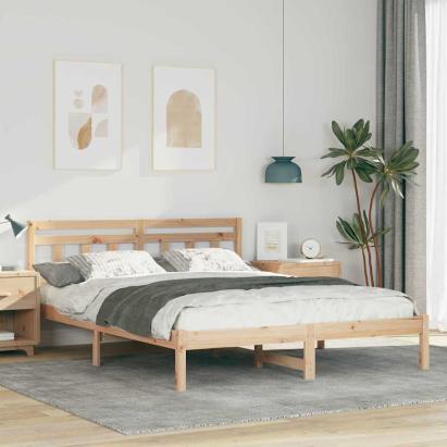 Cadru de pat cu headboard Maro 140 x 200 cm Lemn masiv de pin GartenMobel Dekor
