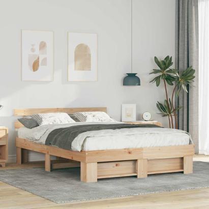 Cadru de pat cu headboard Maro 150 x 200 cm Lemn de brad GartenMobel Dekor