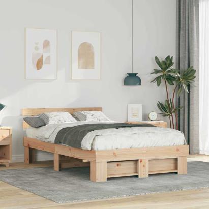 Cadru de pat cu headboard Maro 120 x 190 cm Lemn de brad solid GartenMobel Dekor