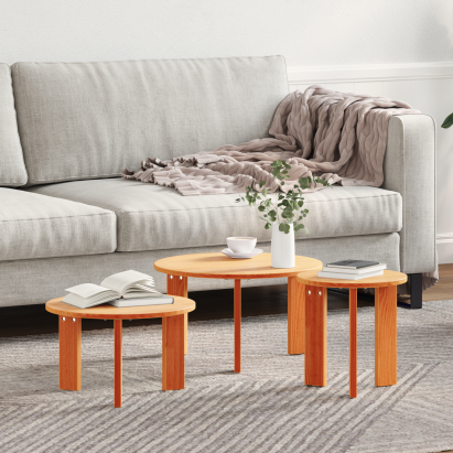 Set de măsuțe de cafea 3 pcs Maro ceruit 47.5 x 47.5 x 27 cm GartenMobel Dekor