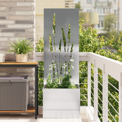 Ghiveci de Grădină cu Panou Decorativ Argintiu 50 x 140 cm GartenMobel Dekor