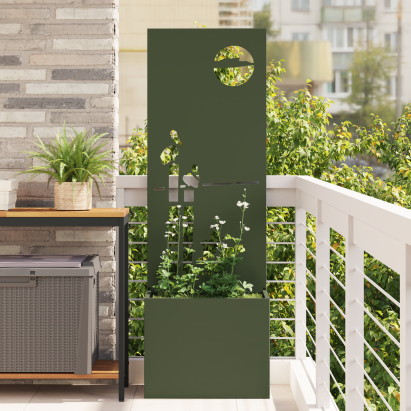 Ghiveci de Grădină cu Panou Decorativ Olivengrønn 50 x 140 cm GartenMobel Dekor