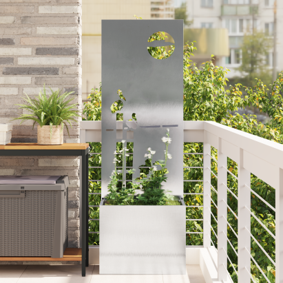 Ghiveci de Grădină cu Panou Decorativ Argintiu 50 x 140 cm GartenMobel Dekor