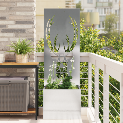 Ghiveci de Grădină cu Panou Decorativ Argintiu 50 x 140 cm GartenMobel Dekor