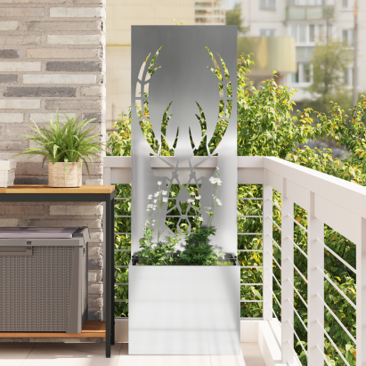Ghiveci de Grădină cu Panou Decorativ Argintiu 50 x 140 cm GartenMobel Dekor