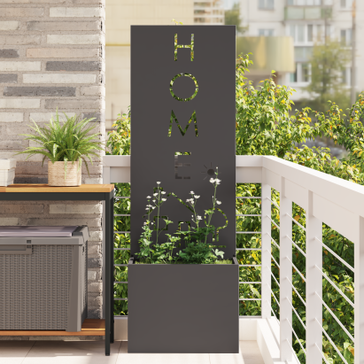 Ghiveci de Grădină cu Panou Decorativ Negru 50 x 140 cm GartenMobel Dekor