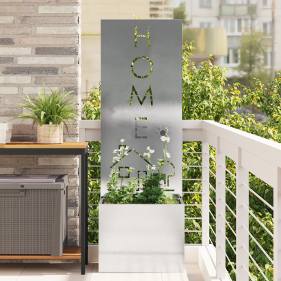 Ghiveci de Grădină cu Panou Decorativ Argintiu 50 x 140 cm GartenMobel Dekor
