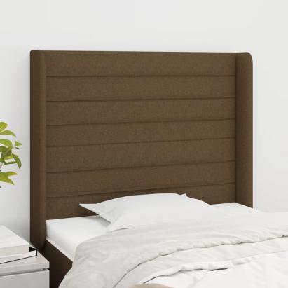 Tăblie de pat cu aripioare maro închis 93x16x118/128 cm textil GartenMobel Dekor