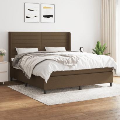Pat continental cu saltea maro închis 180x200cm material textil GartenMobel Dekor