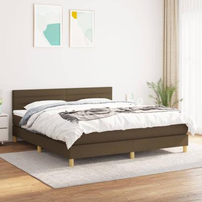 Pat continental cu saltea maro închis 180x200cm material textil GartenMobel Dekor