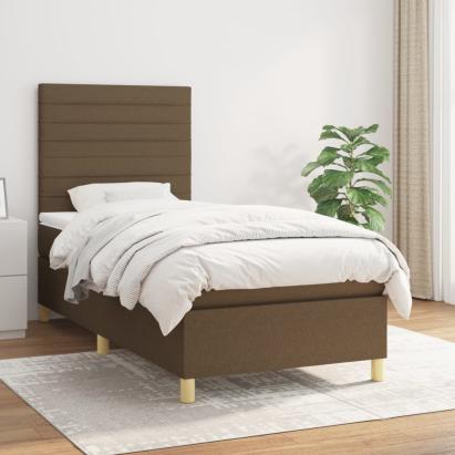 Pat box spring cu saltea, maro închis, 90x200 cm, textil GartenMobel Dekor