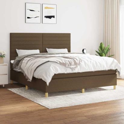 Pat continental cu saltea maro închis 180x200cm material textil GartenMobel Dekor