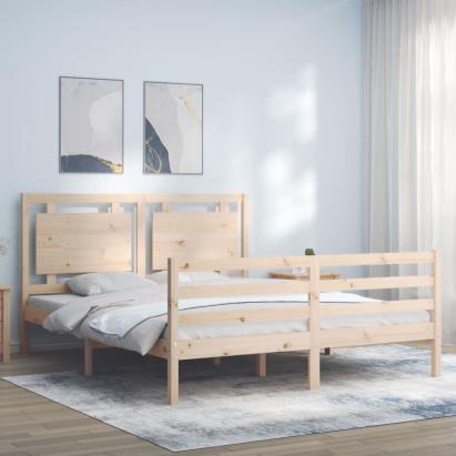 Cadru de pat cu tăblie, king size, lemn masiv GartenMobel Dekor