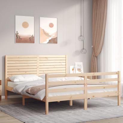 Cadru de pat cu tăblie, king size, lemn masiv GartenMobel Dekor